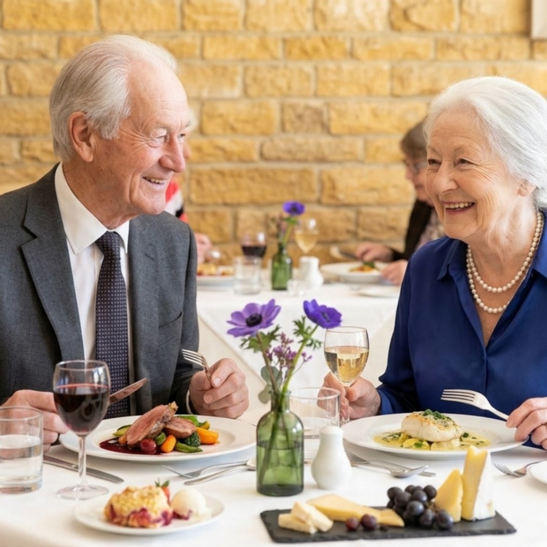 Couple in restaurant at Newlands of Stow retirement village